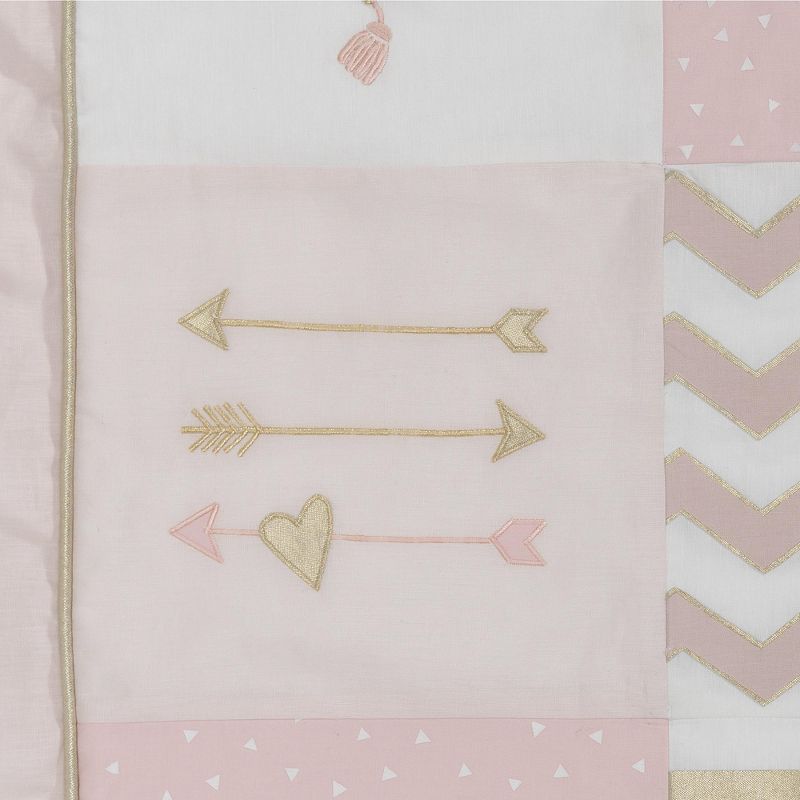 Lambs & Ivy Baby Love Pink/Gold Girl Heart 4 Piece Crib Bedding Set, 3 of 8