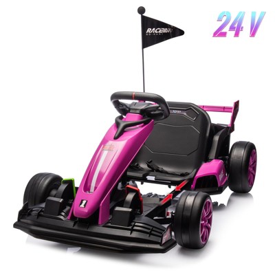 Garvee 24V Electric Go Kart for Kids Ages 6-12, 7.5MPH High-Speed Drift Car with Adjustable Seat, 2×200W Motors,7Ah Battery,135lbs Max Load