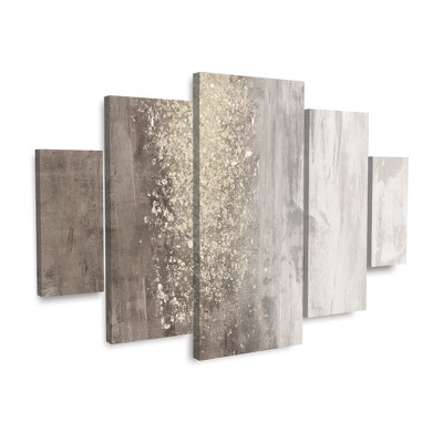 Gold and Beige Abstract Mixed Media Canvas Art Set