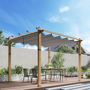 Aluminum Pergola with Adjustable Canopy, Rust-Proof Metal Gazebo, All-Weather & UV-Resistant Outdoor Shelter - 1 of 4