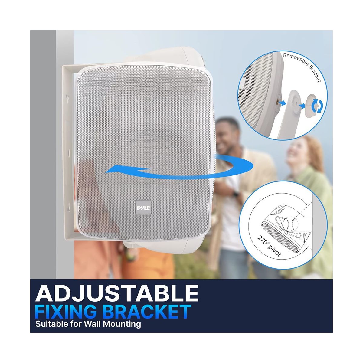 Pyle 4" Waterproof On-Wall/Patio Commercial Speaker - 40W, Marine Grade, Adjustable Bracket - thumbnail 5