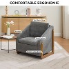 Sapphtopaz Modern Accent Chair with Cushioned Seat Chenille Armchair with Wooden Side Frame Accent Chairs for Living Room, Bedroom, Indoor - 3 of 4