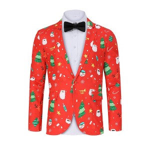 Men's Printed Blazer Casual Slim Fit One Button Sports Coat Festival Party Jacket - 1 of 2