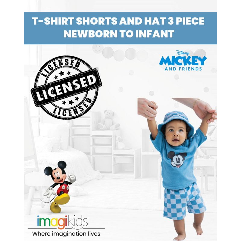 Disney Lion King Mickey Mouse Simba Baby T-Shirt Bike Shorts and Hat 3 Piece Newborn to Infant, 4 of 9