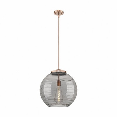 Athens Deco Swirl - 100W 1 LED Stem Hung Pendant In Industrial Style-17.13 Inches Tall and 15.75 Inches Wide