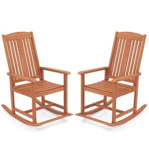 Costway 1/2 PCS Outdoor Rocking Chair with Slatted Seat Wide Armrests and Footrest for Patio - 1 of 4