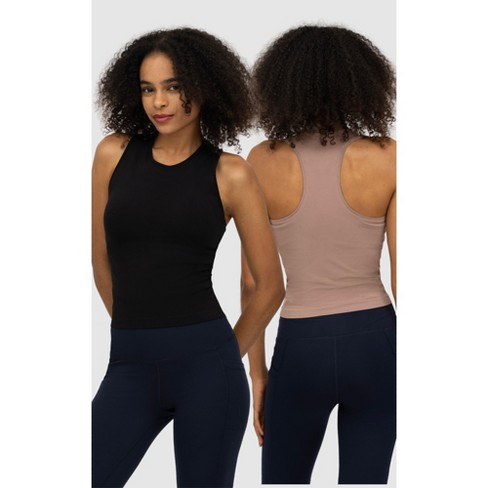  Yogalicious 2 Pack Ultra Soft Lightweight Racerback Tank Top -  HTR Grey/Black - Small : Clothing, Shoes & Jewelry
