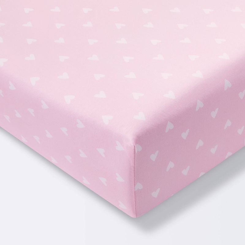 Fitted Crib Sheet Hearts - Cloud Island&#8482;  Pink, 1 of 7