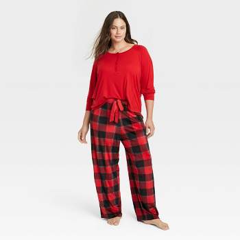 Stars Above Women's Henley Super Soft Sleep Pajama 2 Piece Set Ebony XL