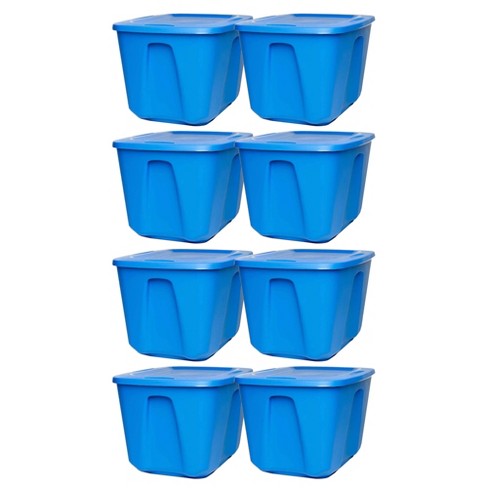 Homz 12 qt Stackable Plastic Storage Container w/ Snaplock Lid, Blue (8 Pack)