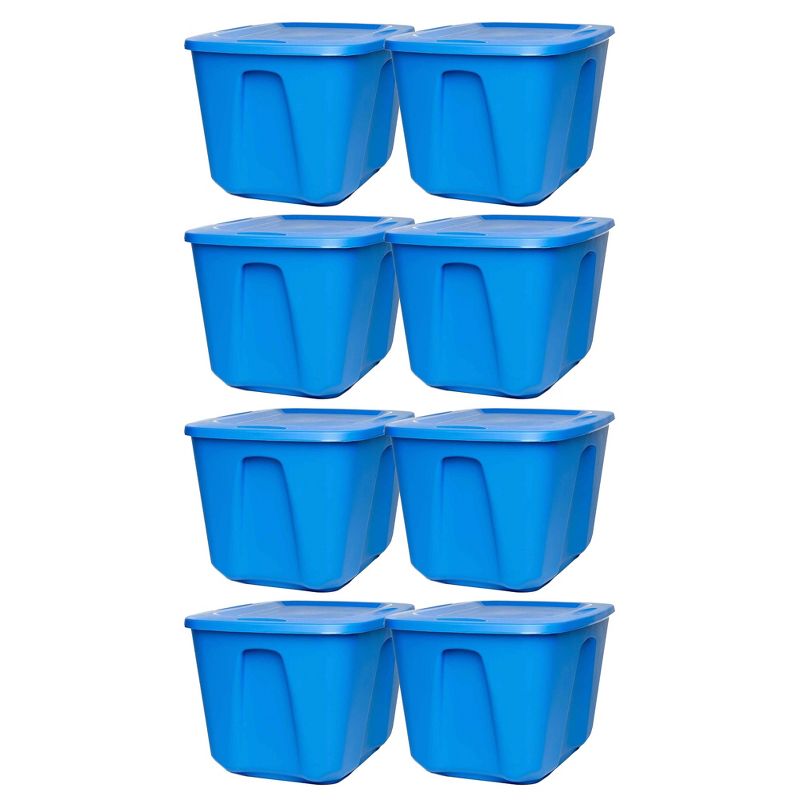 Homz 18 Gallon Medium Standard Stackable Plastic Storage Container Bin with Secure Snap Lid for Home Organization, Blue, 8 Pack, 1 of 7