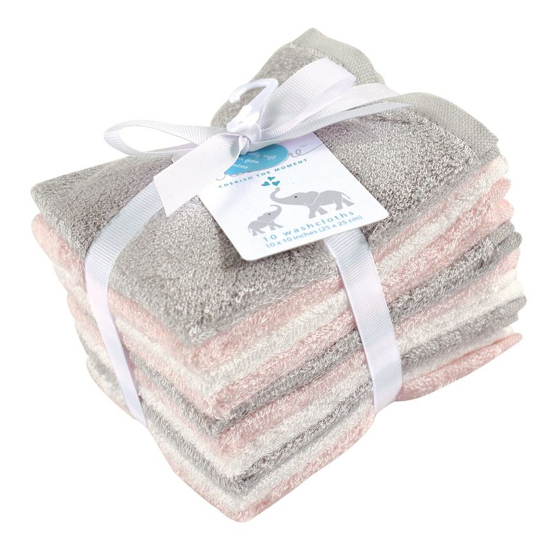 Little Treasure Baby Girl Rayon from Bamboo Luxurious Washcloths, Light Pink Gray, One Size, 2 of 3