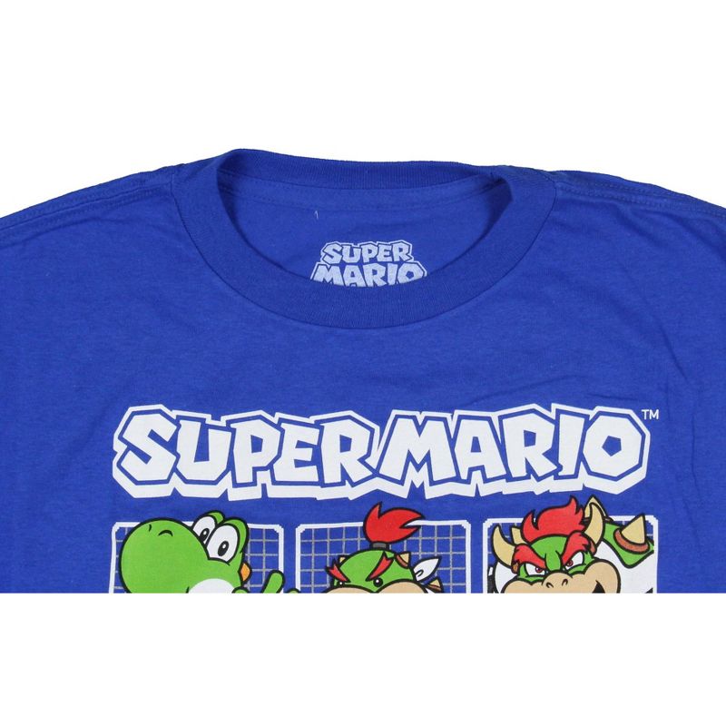 Super Mario Boy's Character Grid Boxes Mario Luigi Toad Graphic T-Shirt, 3 of 4