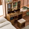 Gulches Farmhouse Makeup Vanity Desk - Mirror with 3-Color Lights, Charging Station, Stool, Drawers, Shelves & Side Cabinet for Bedroom,Brown - 2 of 4