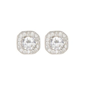 Adornia Rhodium Plated Vintage Crystal Cushion Halo Earrings - 1 of 4