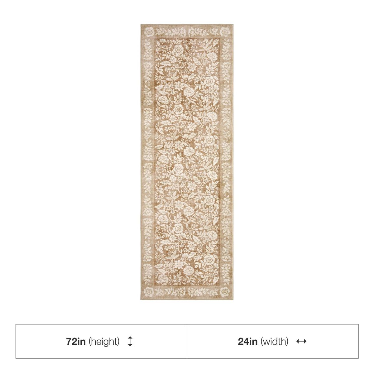 Retro Floral Washable Area Rug with TPR Rubber Backing, Soft Non-Slip Botanical Rug for Bedroom Living Room Nursery - thumbnail 8