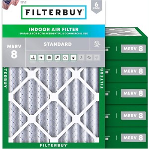 Filterbuy 14x18x4 Air Filter (6-Pack), Pleated MERV 8 Dust Defense Replacement HVAC AC Furnace Filters (Actual Size: 13.50 x 17.50 x 3.63) - 1 of 4