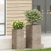 Christopher Knight Home Littell Outdoor Lightweight Concrete Small and Medium Planters (Set of 2), Brown - 2 of 4