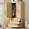 Clothing Storage Cabinet with 2 Doors for Bedroom,Armoire Wardrobe Closet, Wooden Wardrobe Cabinet with 3 Drawers, Large Capacity Storage - 2 of 4