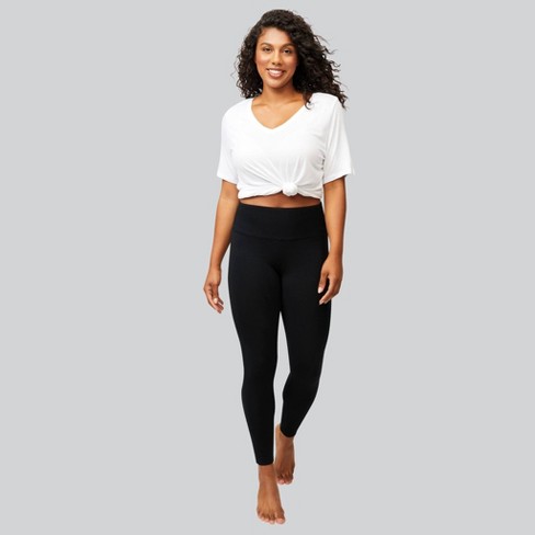 Hanes EcoSmart Women's High-Waist Slim Straight Cotton Blend Shaping  Leggings - Black S