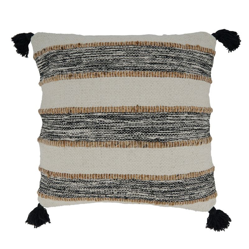 Saro Lifestyle Striped Tassel Corners Throw Pillow With Poly Filling, 1 of 4
