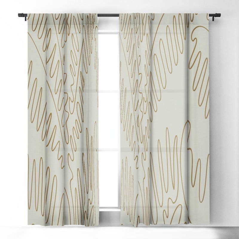 Evamatise Golden Tropical Palm Leaves 50" x 84" Single Panel Room Darkening Window Curtain - Society6, 2 of 5