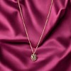Slickblue Gold Link Chain Necklace for Women with Rectangle and Moon Crystal Pendants, 18", Vintage Look - 2 of 3