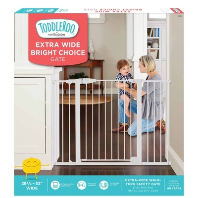 Extra-Wide White Metal Auto-Close Baby Gate