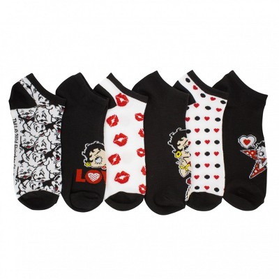 Womens Betty Boop Kisses Ankle Socks 6-Pair Pack