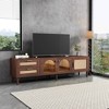 VYNXARIA Rattan-Inspired TV Stand with 3 Cabinets & 2 Drawers for TVs Up to 80inch - 2 of 4