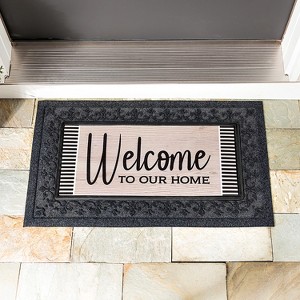 Evergreen Wood Grain Welcome Sassafras Indoor Outdoor Switch Doormat 1'10"x10" Multicolored - 1 of 4