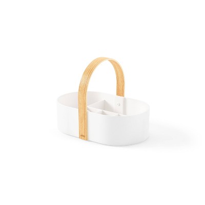 White and Natural Multipurpose Caddy Organizer with Handle