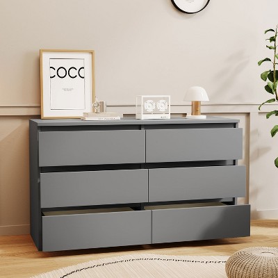KTMBDW 6-Drawer Double Dresser, Dresser for Bedroom, Chest of Drawers with 6 Storage Drawers