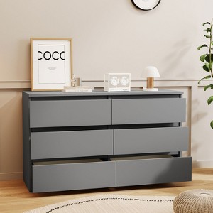 KTMBDW 6-Drawer Double Dresser, Dresser for Bedroom, Chest of Drawers with 6 Storage Drawers - 1 of 4