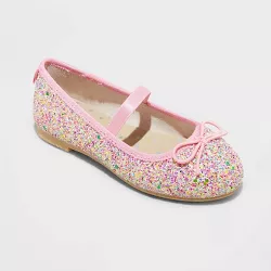 Toddler Girls' Lily Glitter Slip-On Ballet Flats - Cat & Jack™ Pink 12