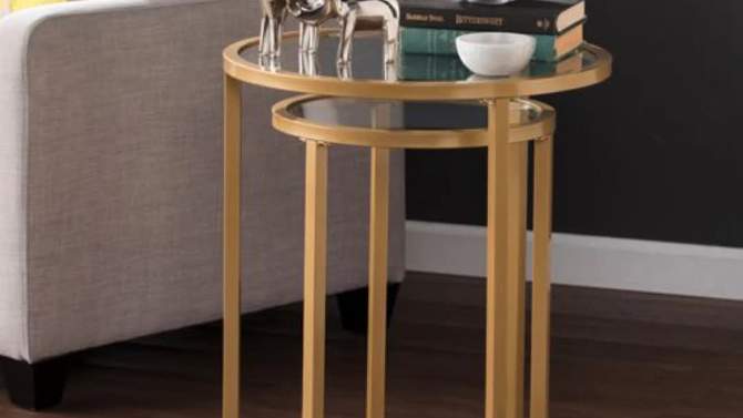 Set of 2 Emma Glam Nesting Side Table Gold - Aiden Lane, 2 of 11, play video