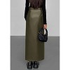 Women's 2025 Faux Leather Pencil Skirt - High Waist Slit Maxi for Office & Winter Fashion Dark Army Green - 2 of 4