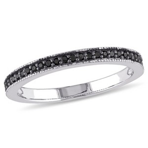 EVERLY JEWELRY | Sterling Silver 1/8 CT TW Black Diamond Wedding Band Black Rhodium Plated - 1 of 4