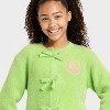 Wicked x Katie Kime Girls' Emerald City Embroidered Cardigan - Lime Green - 2 of 4