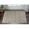 Ivory Gray and Pink Wool Floral Hand Knotted Area Rug - 2 of 4
