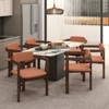 LeisureMod Modern Wood Dining Chair in Leather Upholstery Velo Collection - 3 of 4