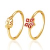 Disney Womens Moana 18K Gold Plated Sterling Silver Stackable Ring Set, Flower and Leaf - Size 7 - 4 of 4