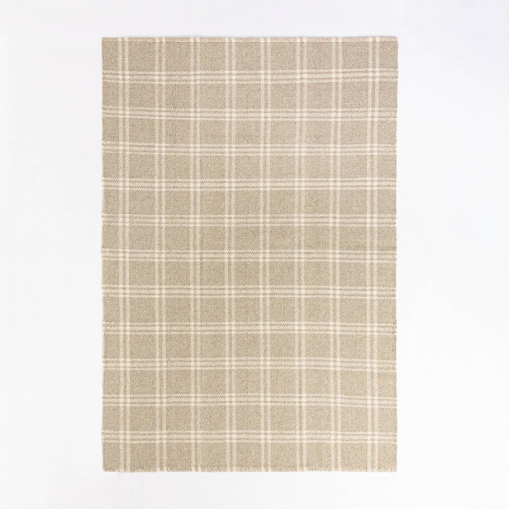 7'x10' Cottonwood Hand Woven Plaid Wool/Cotton Area Rug Neutral - Threshold™ designed with Studio McGee