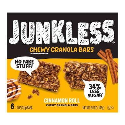 JUNKLESS Cinnamon Roll Chewy Granola Bars - 6.6oz/6ct