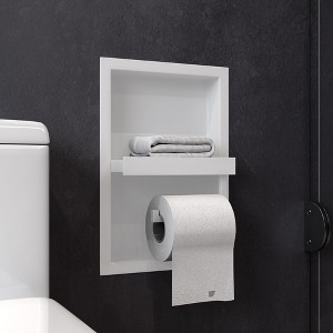 ALFI ABTPNC88-W White Matte Stainless Steel Recessed Toilet Paper Holder Niche - 1 of 4