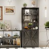 Fredees White Tall Bookcase with Doors & Shelves, Farmhouse Bookcase with LED Lights & Storage Cabinet for Bedroom and Living Room - 3 of 4
