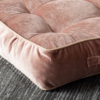 Primrose 18" Blush Pink Velvet Tufted Square Floor Pillow