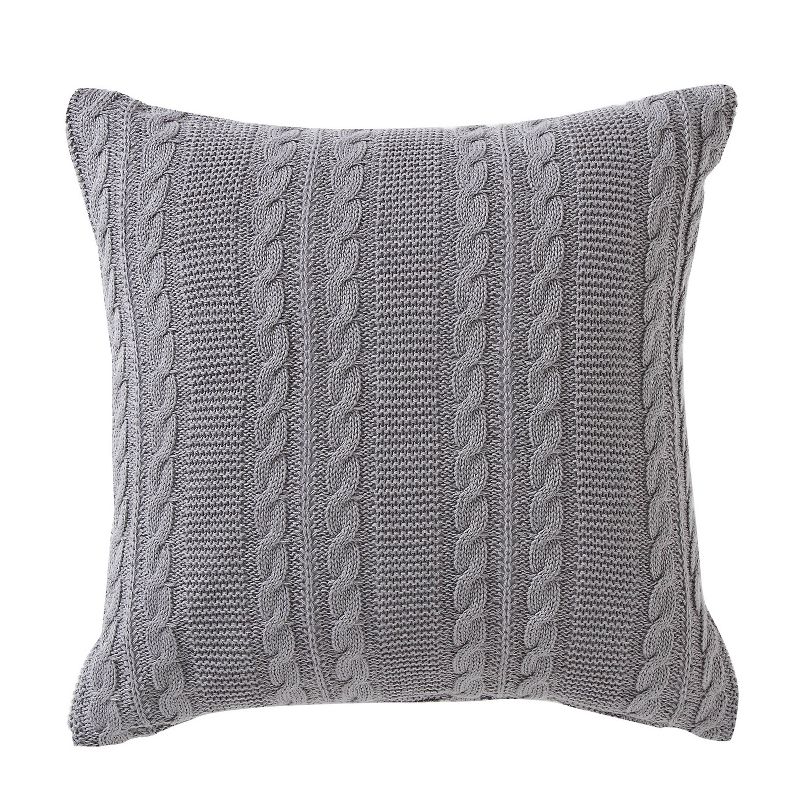 18&#34;x18&#34; Dublin Cable Knit Square Throw Pillow Silver - VCNY, 3 of 8