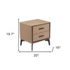 HomeRoots 20" Brown and Black Velvet Wood and Steel End Table With Two Drawers - 3 of 4