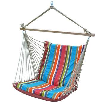 Hanging Soft Comfort Chair - Rust/Teal - Algoma: USA-Made, Spun Polyester, Outdoor Hammock Chair with Hardwood Spreader Bar